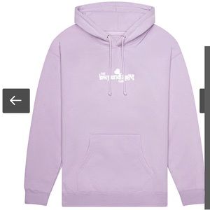 “Love yourself first” hoodie. Beach club. Size large. Lilac/purple